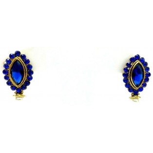 Gold Oxidized Women Earring Stud Jewelry PushBack Classy Gift-Rhinestone Bead 20